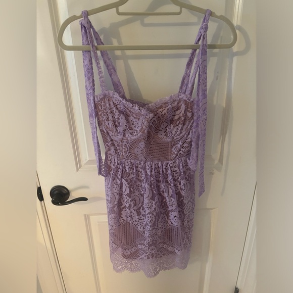 For Love & Lemons Purple Lace Pattern Mini Dress XS - Picture 4 of 4